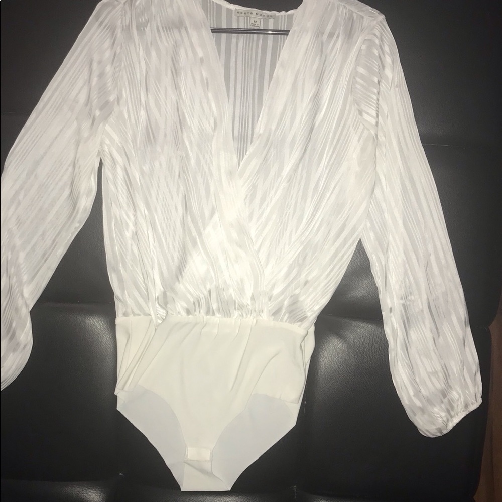 Dressy White Long Sleeve Bodysuit